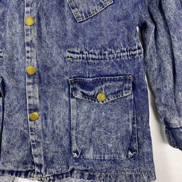 Vintage 90s Hooded Denim Jacket M/L | Stonewash Snap Front Festival Jacket Layer - Picture 12 of 16